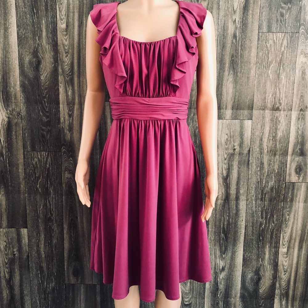 Max and Cleo Pink Sleeveless Ruffled Scoop Neck Dress